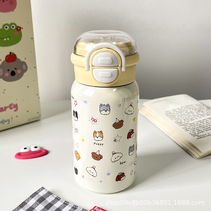 Simple insulated cup for girls with straw, high appearance level, double drinking cup 316 new model, portable for students, stainless steel insulated pic 2
