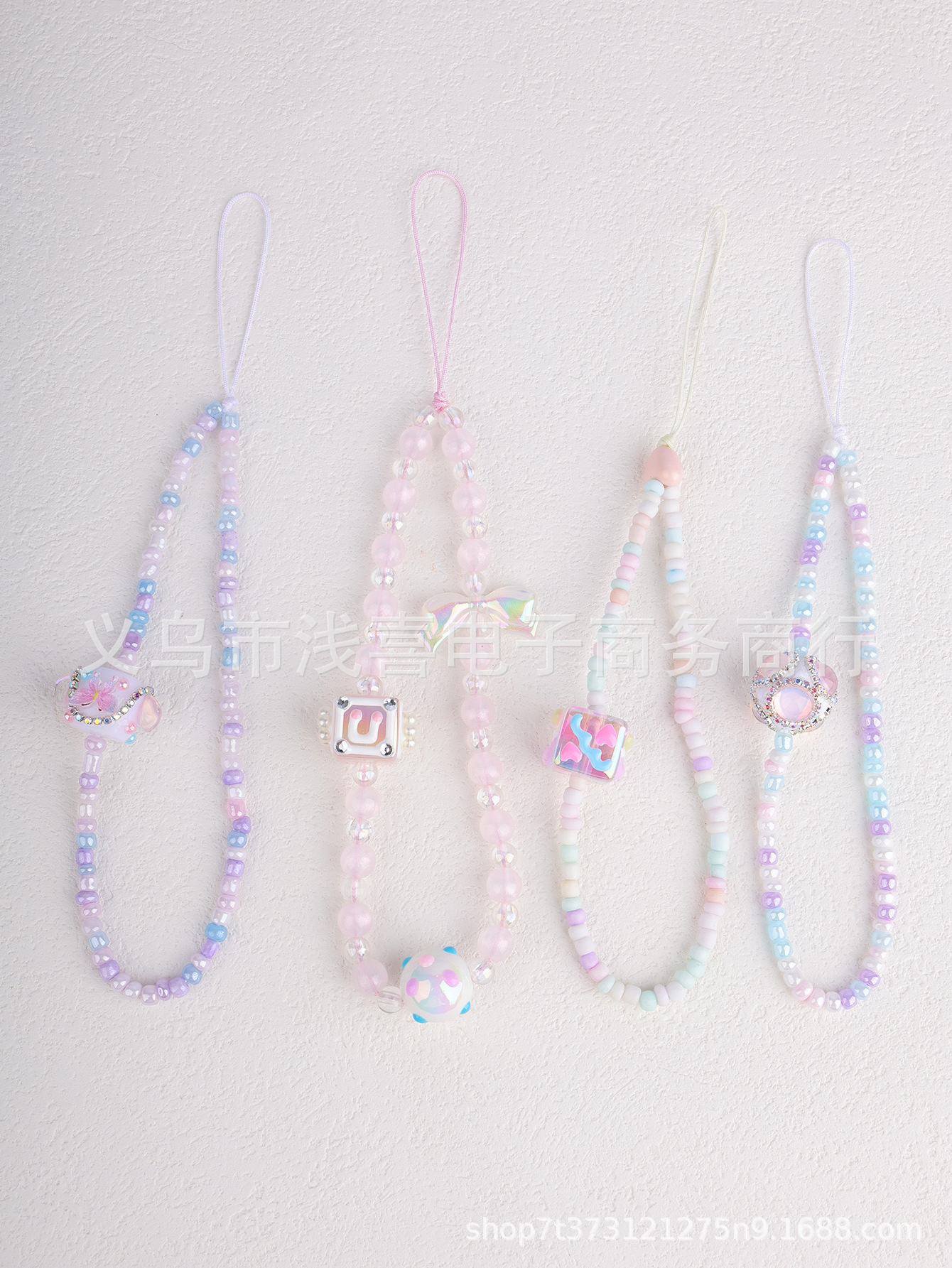 美少女心清新甜心美宝石树脂钻镶嵌手绘手机链串珠手机壳挂链件饰详情4