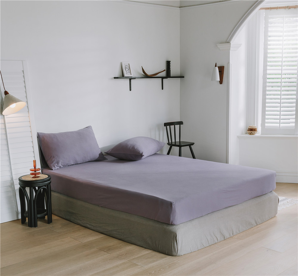 ins Japanese-style solid color all-cotton knitted cotton four-piece set, skin-friendly nude sleeping plain double-layer Indian cotton bed sheet pic 98