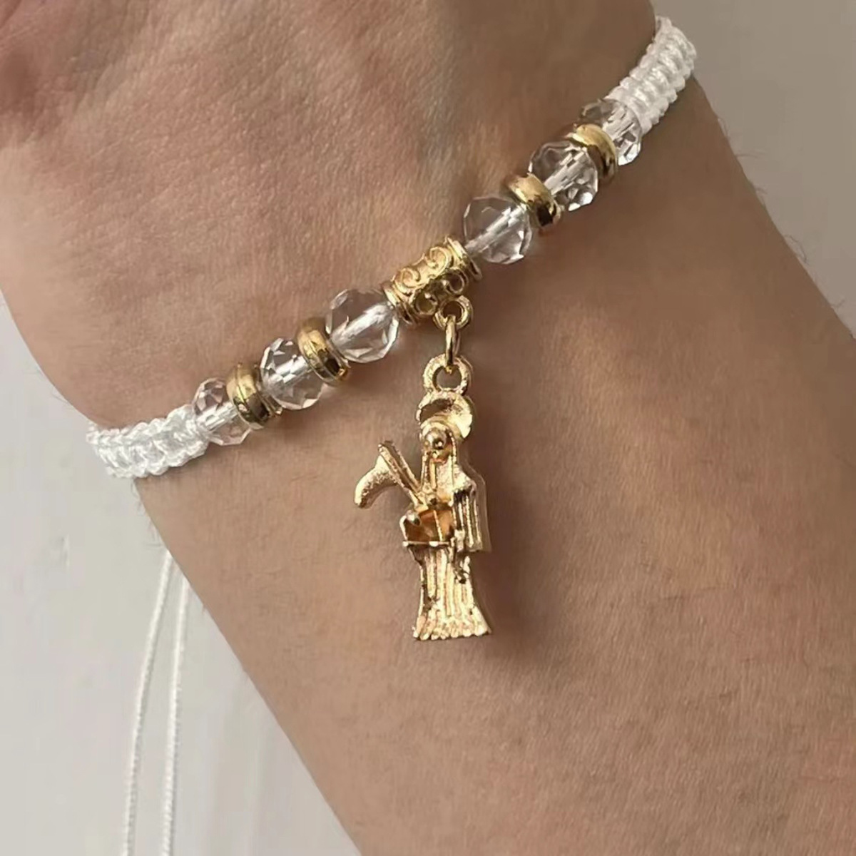 Amazon cross-border best-selling alloy Death God pendant, crystal beaded bracelet, fashionable and stylish party jewelry batch for both men and women pic 8