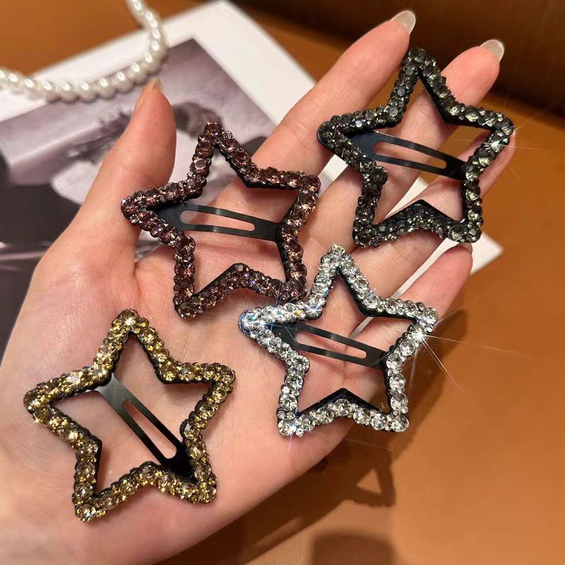 Five-pointed star water diamond star hair clip for women, new forehead fringe seaside clip, side broken hair clip, hairpin bb clip headwear pic 4