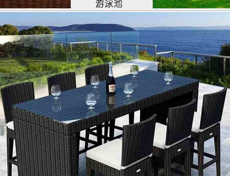 藤编高脚吧台桌椅组合 室外露台庭院花园户外阳台酒吧 pic 2