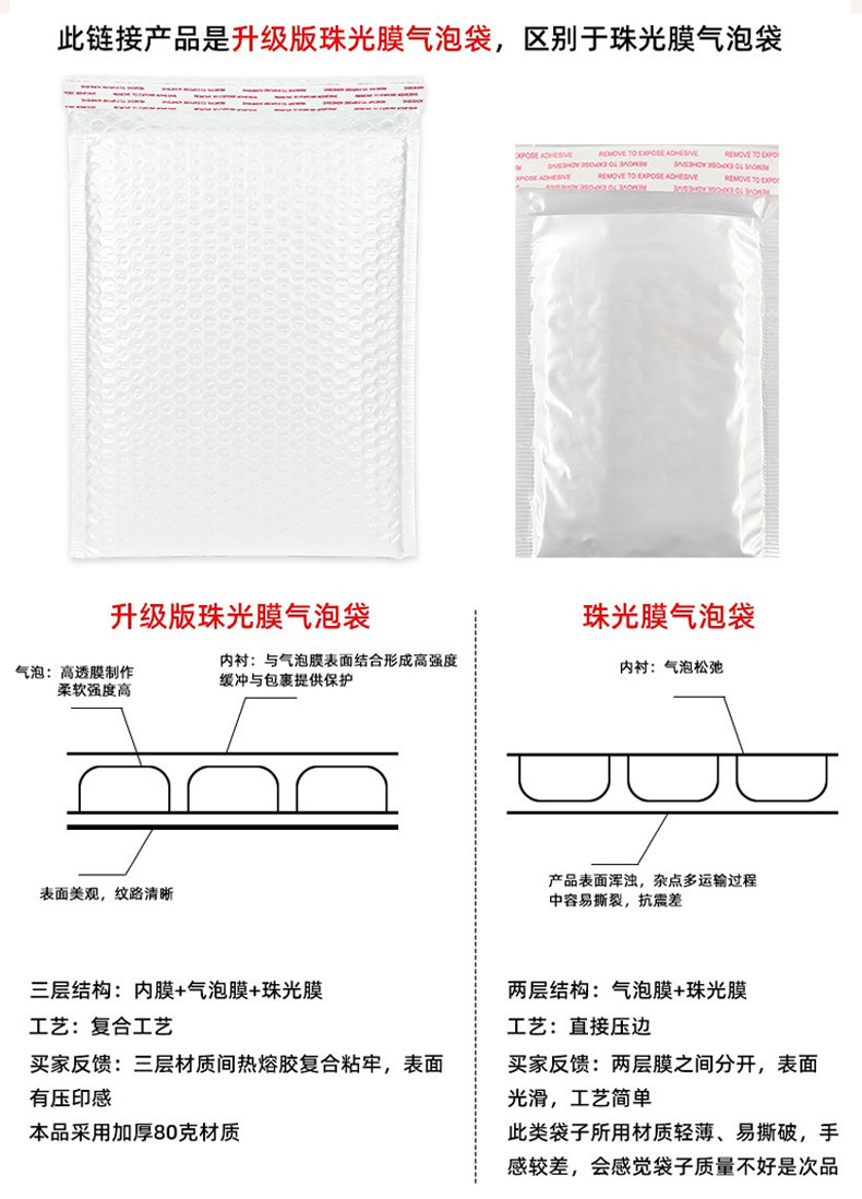 Pearlescent film bubble bag, self-adhesive bag, thickened shockproof mobile phone bubble envelope bag, e-commerce packaging material packaging bag pic 14
