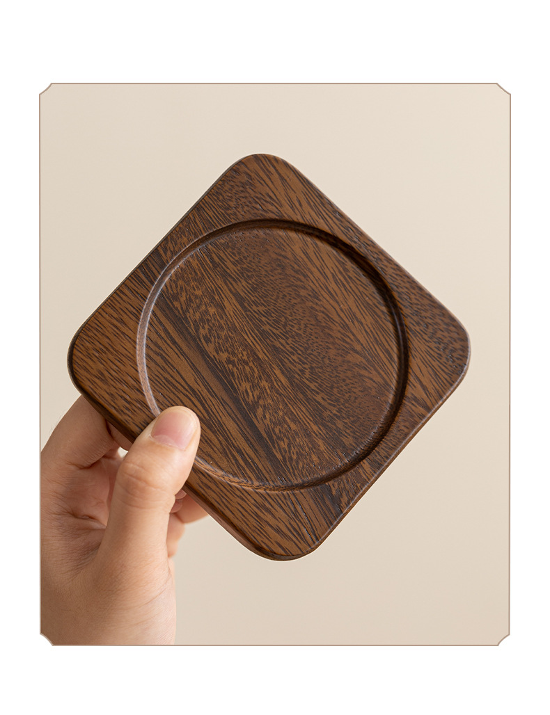 Black walnut coasters, creative ebony Japanese tea ceremony accessories, tea cup holders, heat insulation pads, walnut wood coffee coasters pic 2