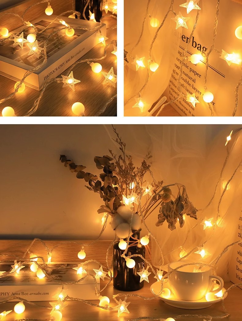 太阳能灯串户外露营帐篷氛围装饰圆球星星灯带庭院花园彩灯小夜灯详情5