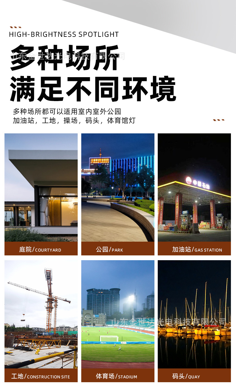 Yaming led floodlights, outdoor waterproof advertising projectors, square, garden, factory and construction site lighting floodlights pic 9