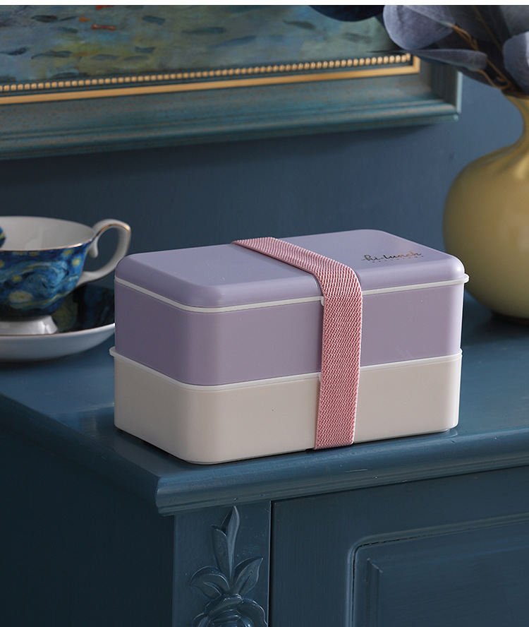 INS Japanese double-layer plastic lunch box, microwave oven bento box, student and adult lunch box with rice pic 49