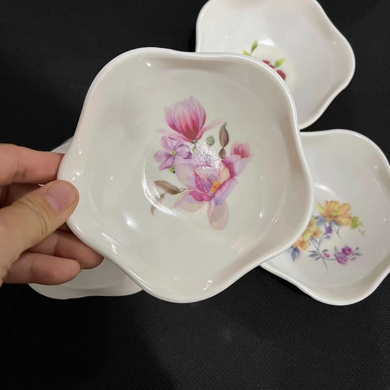 【 Zone 3-10 】7468 Dish 480 per box 7468 White Patterned Vinegar Dish, Small Dish, Dumpling Dipping Sauce Dish, Restaurant Fast Food Dish, Pickles Dish, Cold dish Dish pic 4