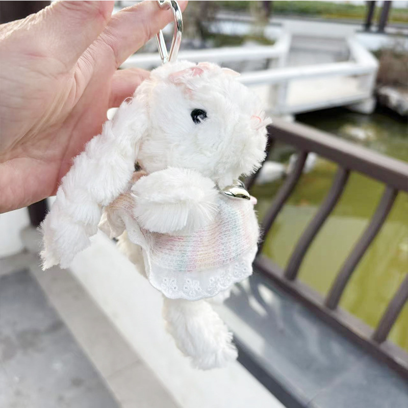 多巴胺格子长耳兔包包挂件小饰品可爱钥匙扣公仔玩偶兔子毛绒玩具详情14