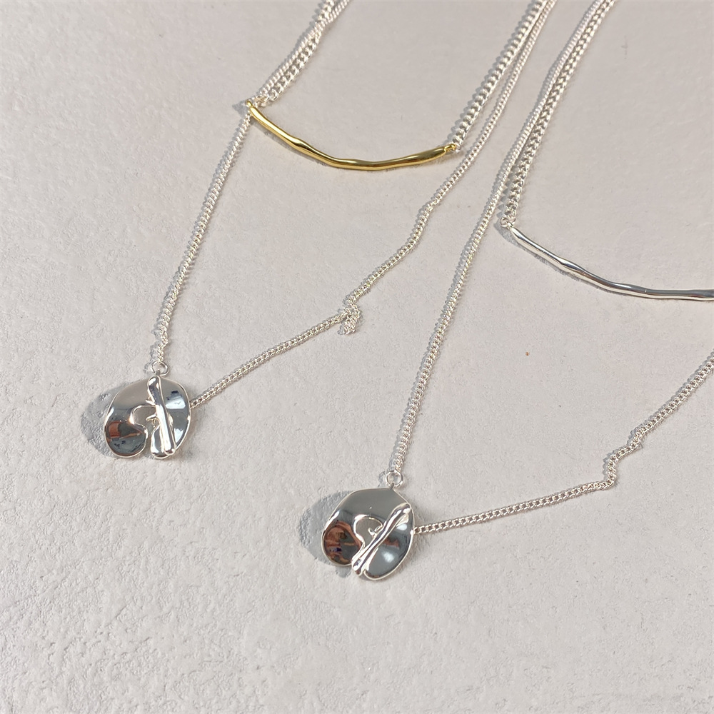 网红博主松本惠奈款长项链日本小众设计金银拼色气质双层叠戴颈链详情9