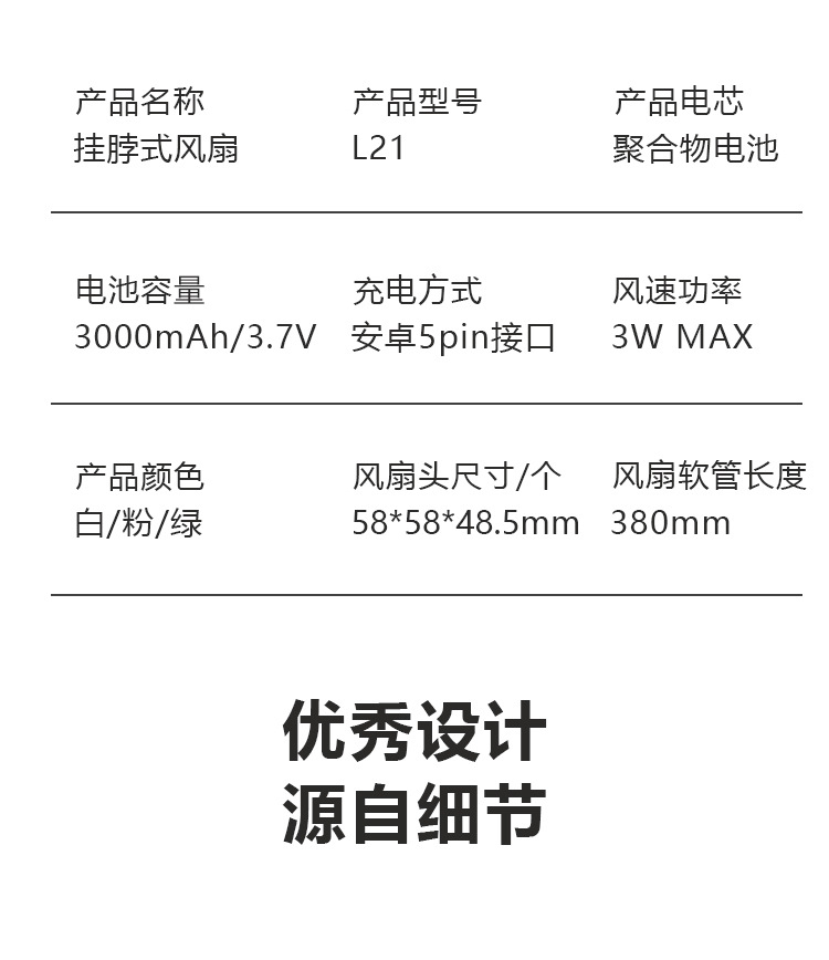 批发跨境挂脖风扇无叶挂颈风扇便携式数显折叠五档静音大风力风扇详情9