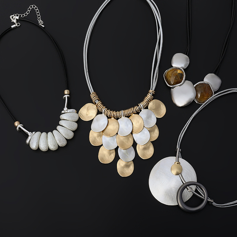 新款金属项链女士合金流行首饰欧美夸张项链高级感饰品外贸短项链详情6