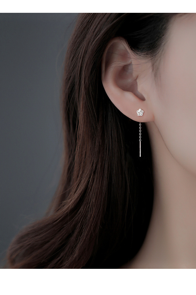 纯银锆石耳线批发爱心耳饰春夏闪钻星星耳钉高级感小众耳坠气质详情2