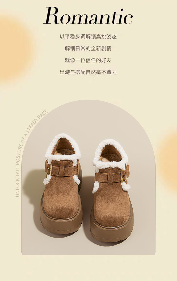 厚底勃肯鞋女2025冬新款英伦风小皮鞋加绒雪地靴10cm内增高乐福鞋详情4