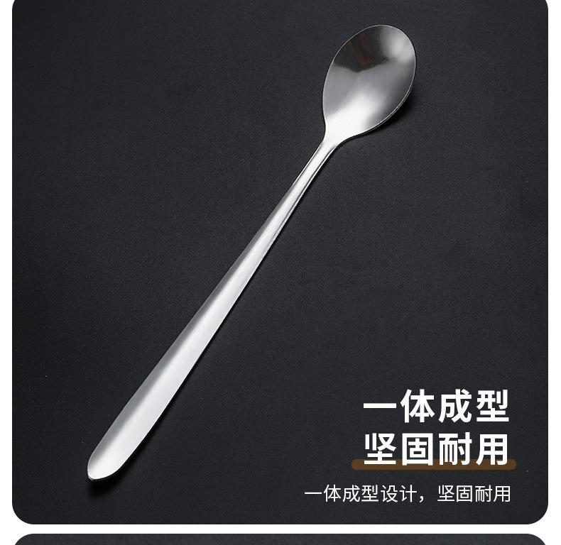 尖尾日韩不锈钢餐具蜂蜜长柄搅拌咖啡勺甜品茶勺冰勺礼品激光logo详情6