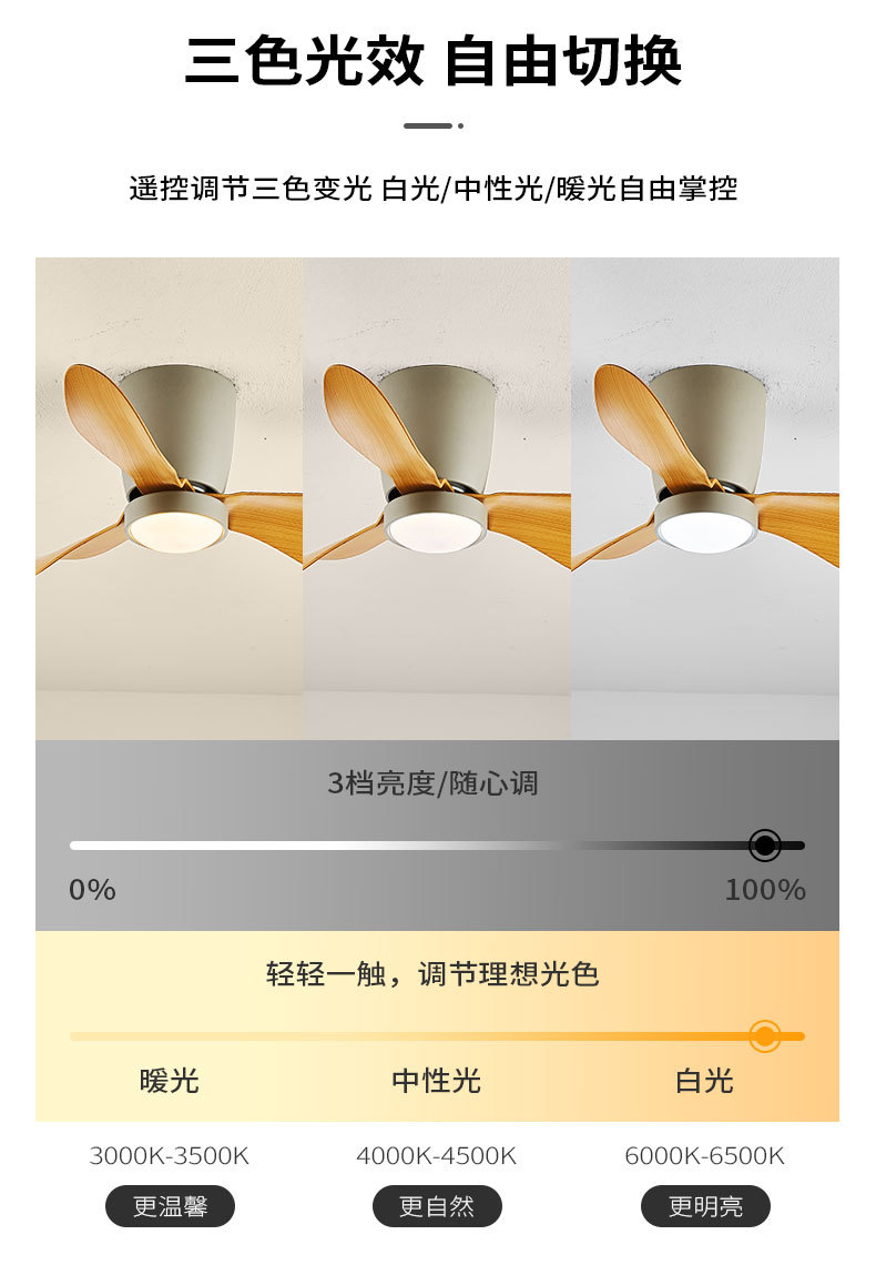 北欧简约24寸卧室风扇灯柔风智能变频吸顶小电扇灯餐厅书房吊扇灯详情13