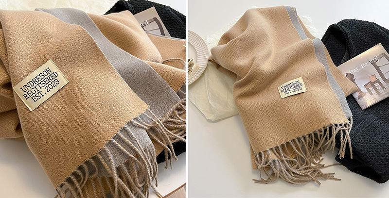 跨境双面仿羊绒围巾女冬季保暖情侣高级感中长款围脖纯色百搭披肩详情38