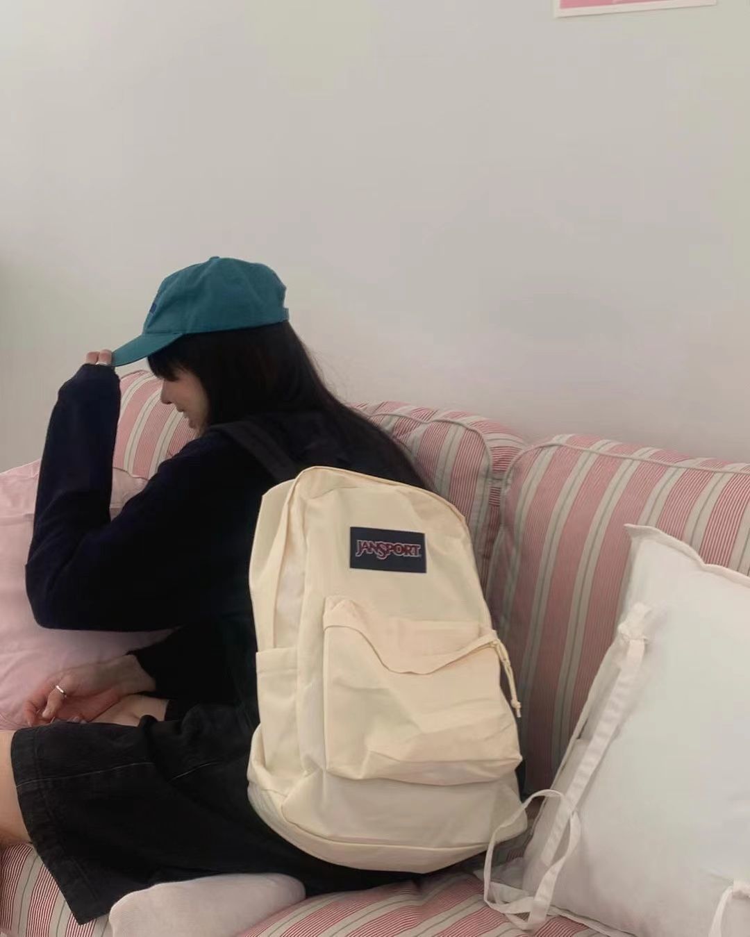 跨境外贸JANSPORT双肩包学生书包男女款背包蝶漾青漾雾霾蓝可代发详情44