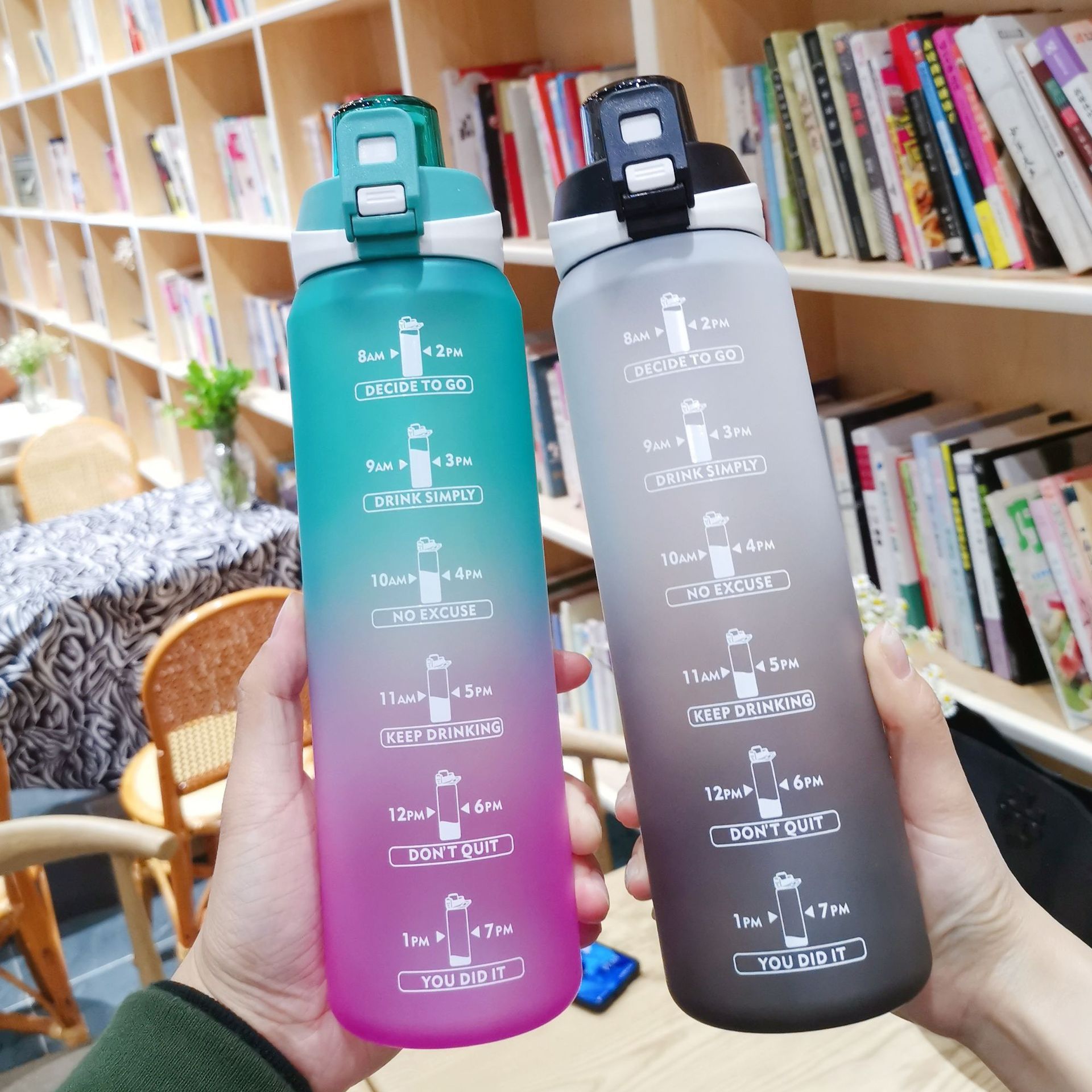 Cross-border high-appearance-level large-capacity frosted portable straw cup, summer inS-style anti-drop gradient plastic water cup pic 2