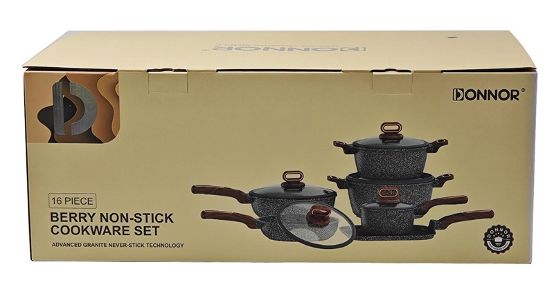 15/16 pieces cookware set 15/16 pieces non-stick pot set, tourmaline die-cast aluminum pot with bottom heat pic 17