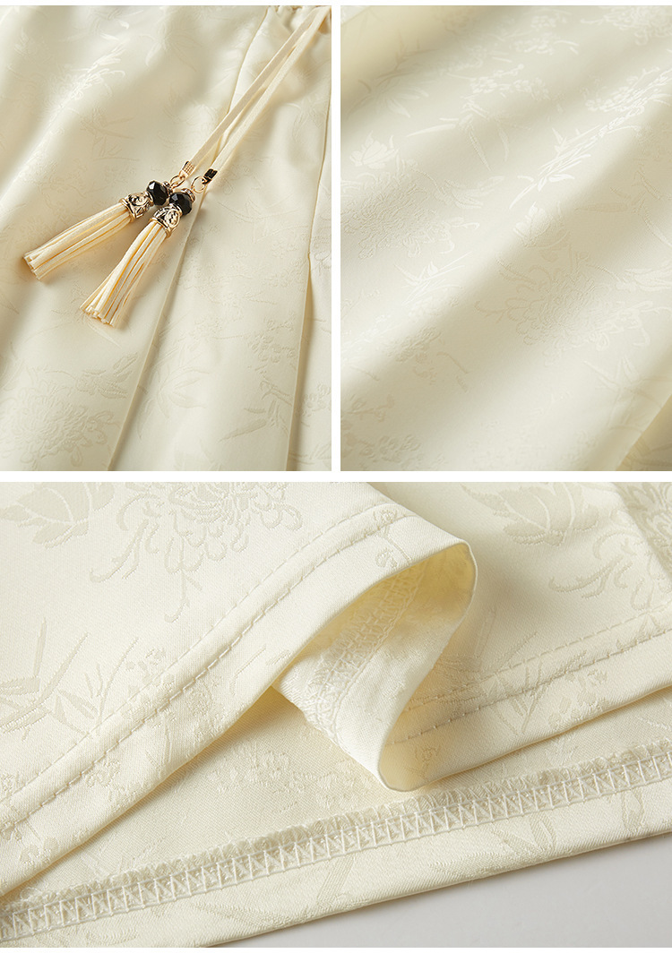 New Chinese-style satin skirt for women in spring and summer, gentle, high-waisted, slimming, large swing, retro jacquard, Chinese-style horse face skirt, Chinese trend pic 37