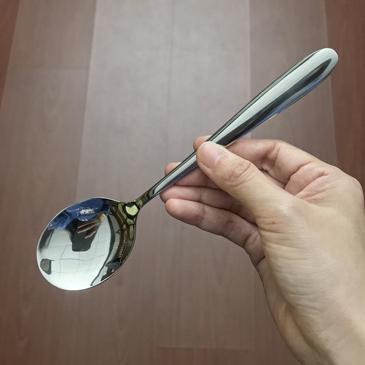 不锈钢圆勺 家用吃饭勺子调羹饭店拌饭勺喝汤勺多用餐勺圆头勺子详情6