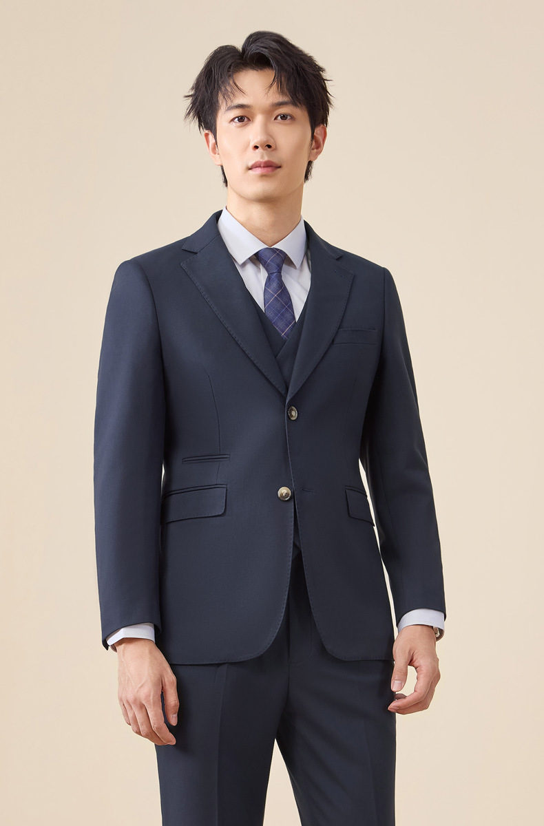 Tian Si Acetic Acid high-end navy blue suit set for men pic 3