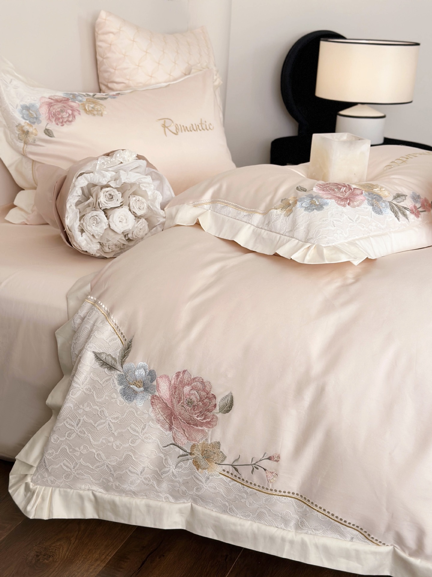 French country-style floral embroidery bedding, high-end feel, Australian cotton pure cotton long-staple cotton four-piece set pic 9