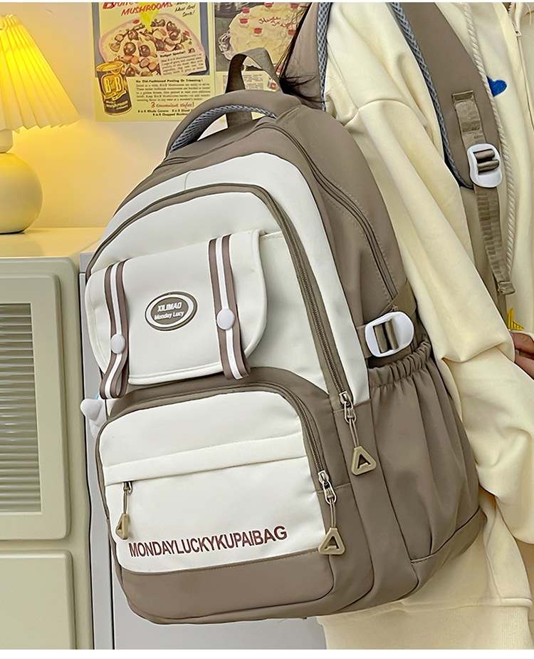 2024新款初高中学生书包小背包撞色小学生旅游出行背包简约双肩包详情8