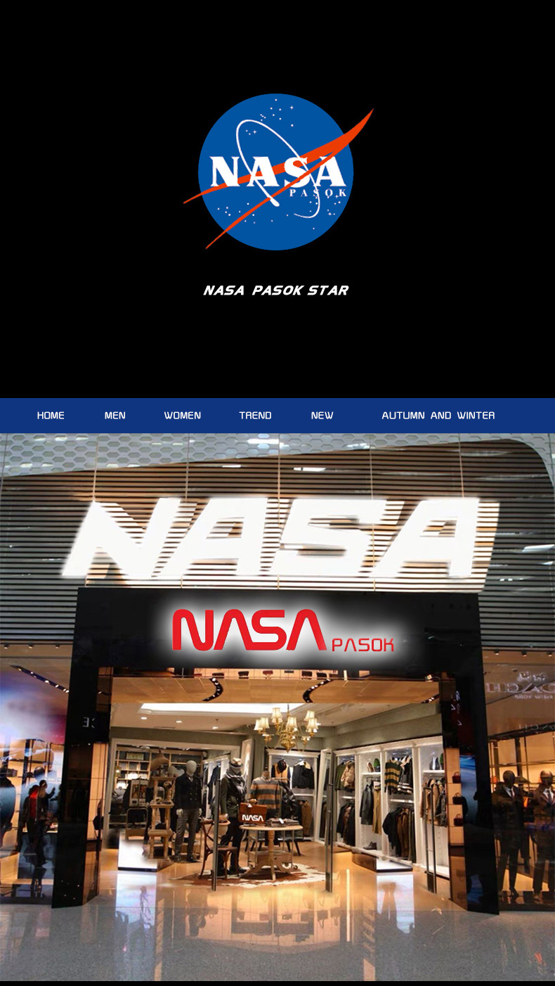 NASA联名款风衣男士中长款春秋季新款ins潮情侣复古过膝大衣外套详情2