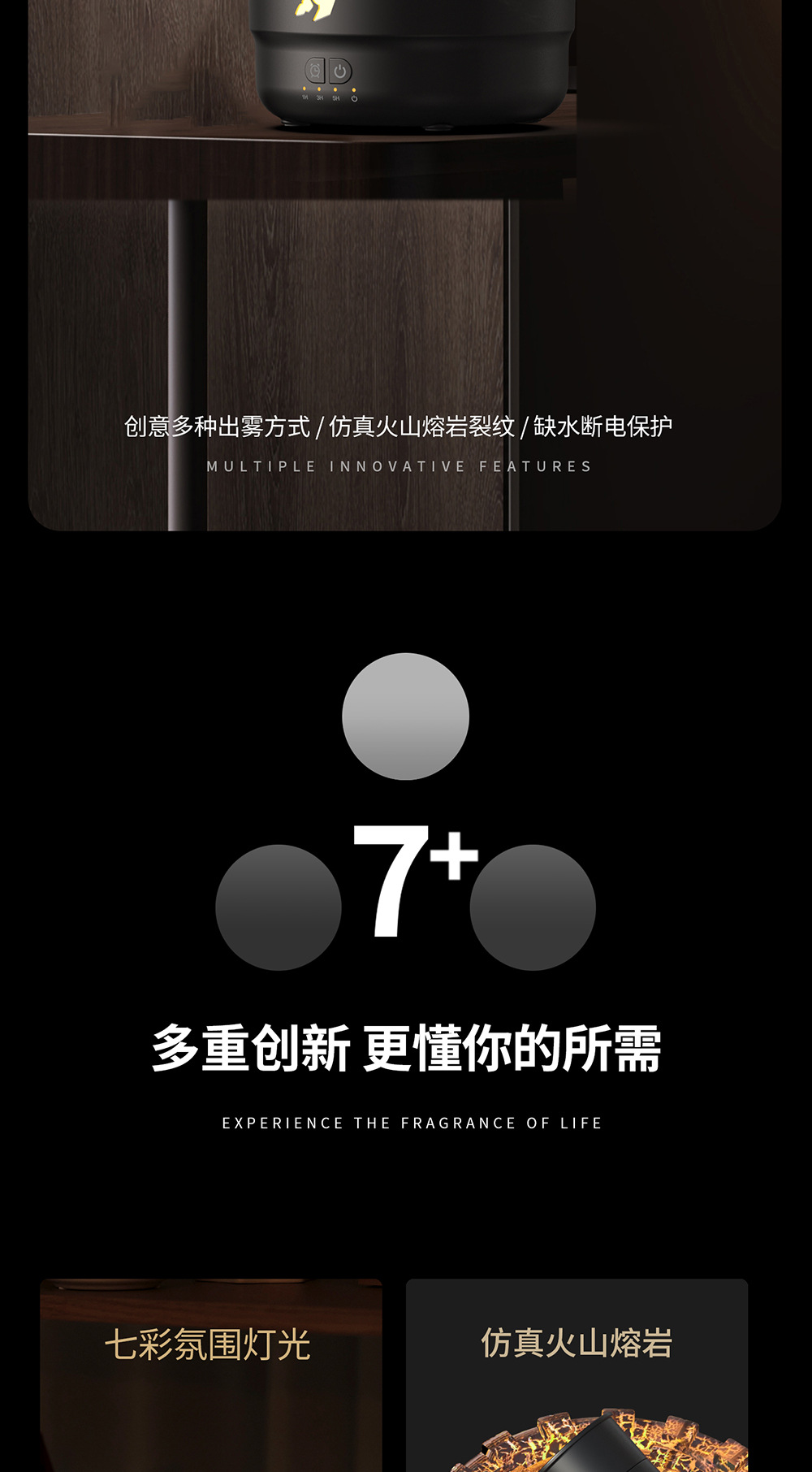 跨境新款吐烟圈火山炮台香薰机家用加湿器大容量大雾量扩香机精油加湿器香薰机详情2