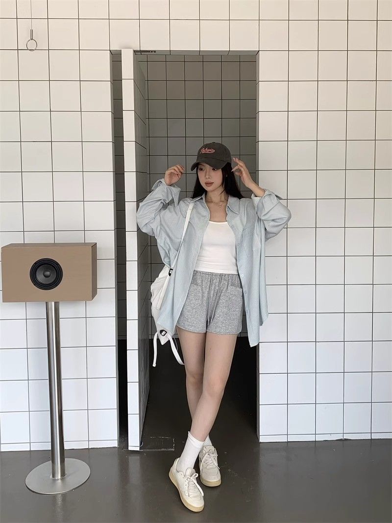 复古港风条纹衬衫外套女春夏长袖休闲垂感衬衣设计感上衣跨境批发详情30