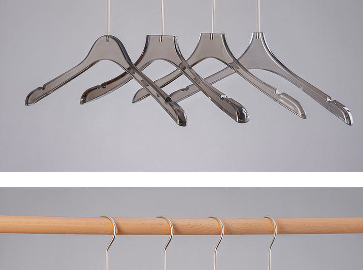 厂家直销亚克力衣架烟灰色亚克力衣架水晶衣架服装店衣架网红衣架详情11