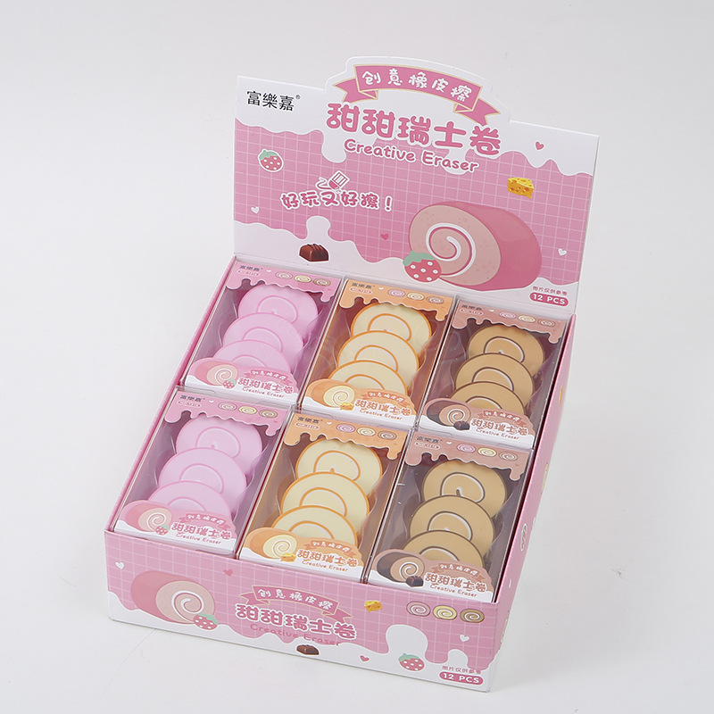 Swiss roll erasers are cute, clean, leave no marks, and are non-toxic. They are also student prize erasers. Wholesale from the manufacturer pic 3