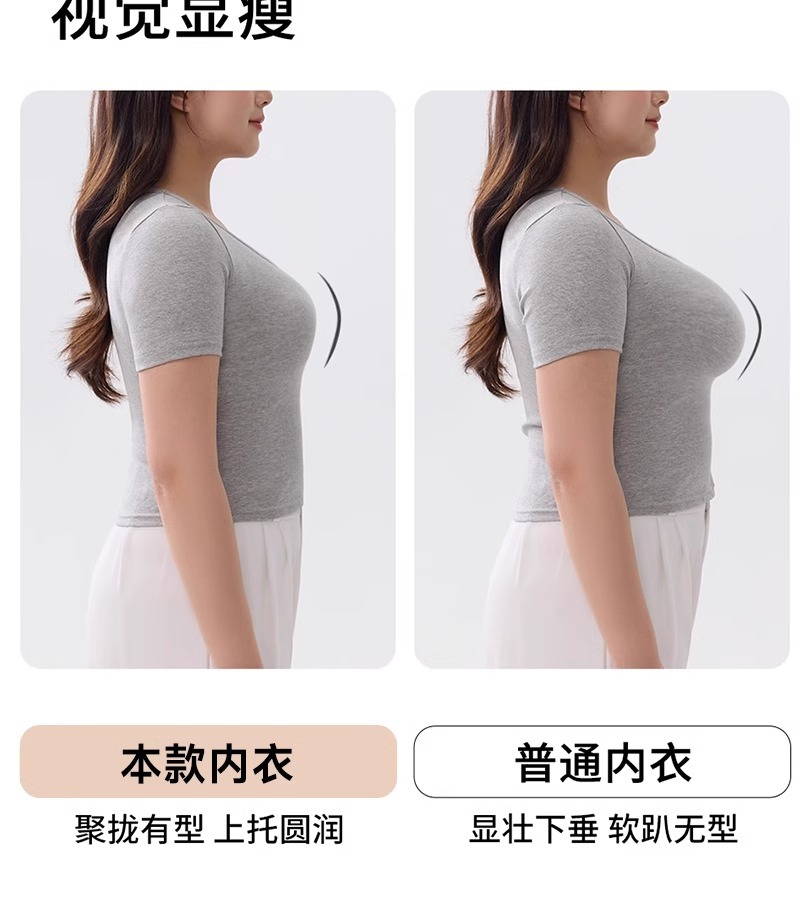 无痕内衣女大胸显小聚拢全罩杯薄款防下垂收副乳大码塑型文胸罩夏详情9