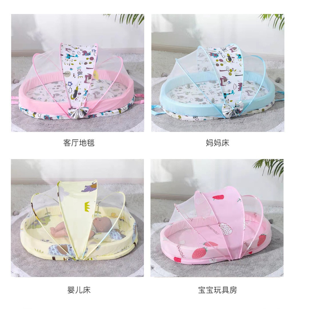 跨境婴儿子宫床可折叠海绵地纯棉加厚防虫蚊宝宝床中床蚊帐便携床详情6