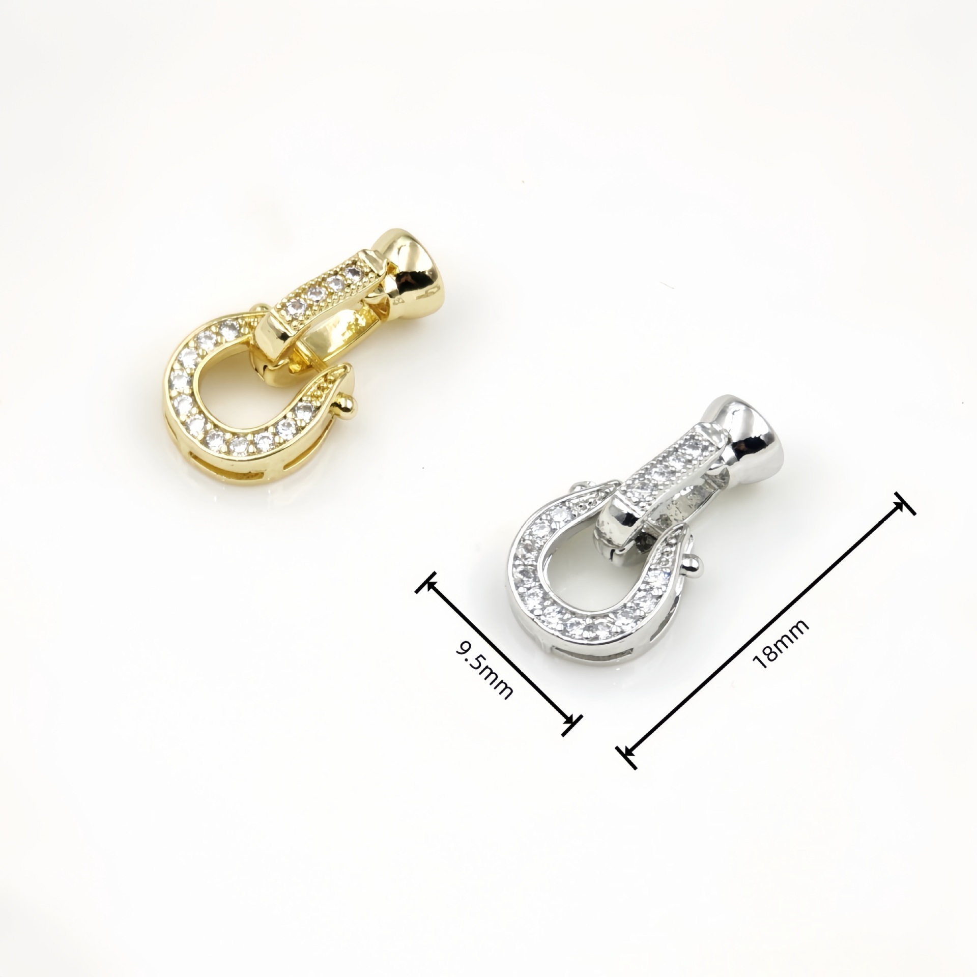 Micro-inlaid T-shaped zircon 18K gold-plated color retention double-ring pearl buckle bracelet, sweater necklace, camellia diy accessory matching pic 8