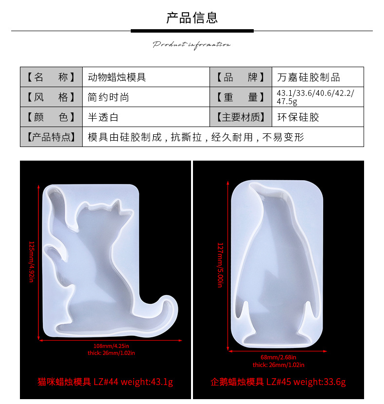 diy silicone mold for animal scented candles with resin coating, puppy, rabbit, kitten and squirrel, gypsum display stand mold pic 2