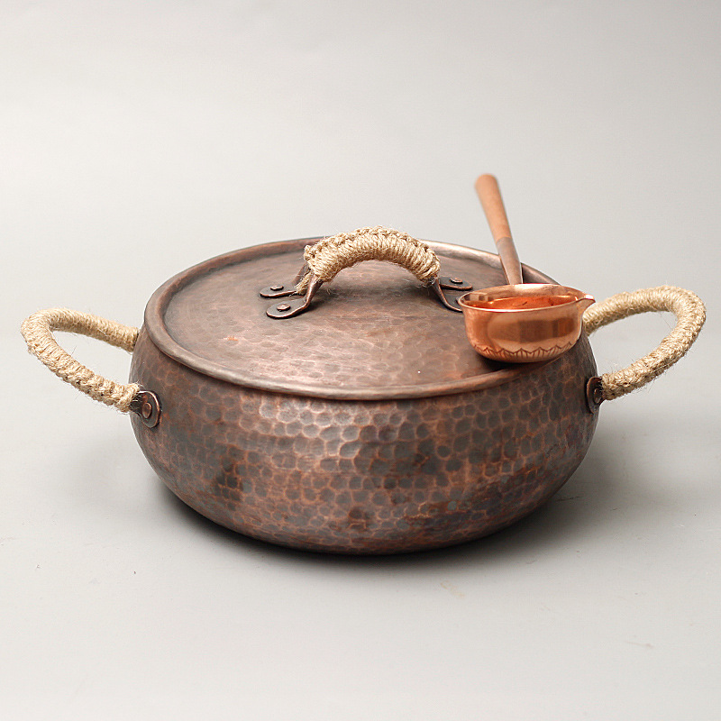 Copper hot pot for home use, thickened stainless steel pot base, copper hot pot set, suitable for family gatherings pic 11
