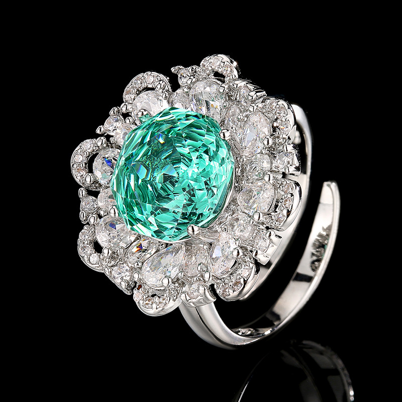 2025新款庄生生珠宝铜底镀金仿真千禧帕拉绿花朵套装主石12-10mm详情7