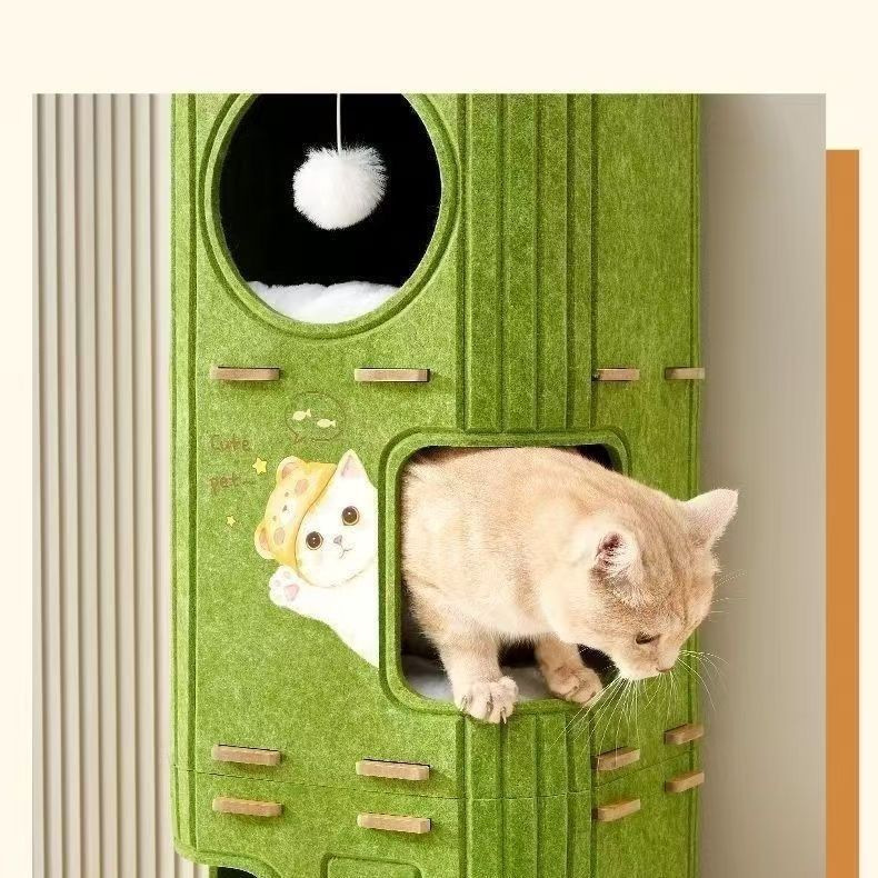 绿色多层猫窝猫爬架宠物猫屋户外猫窝组合多功能猫咪休憩玩耍空间详情2