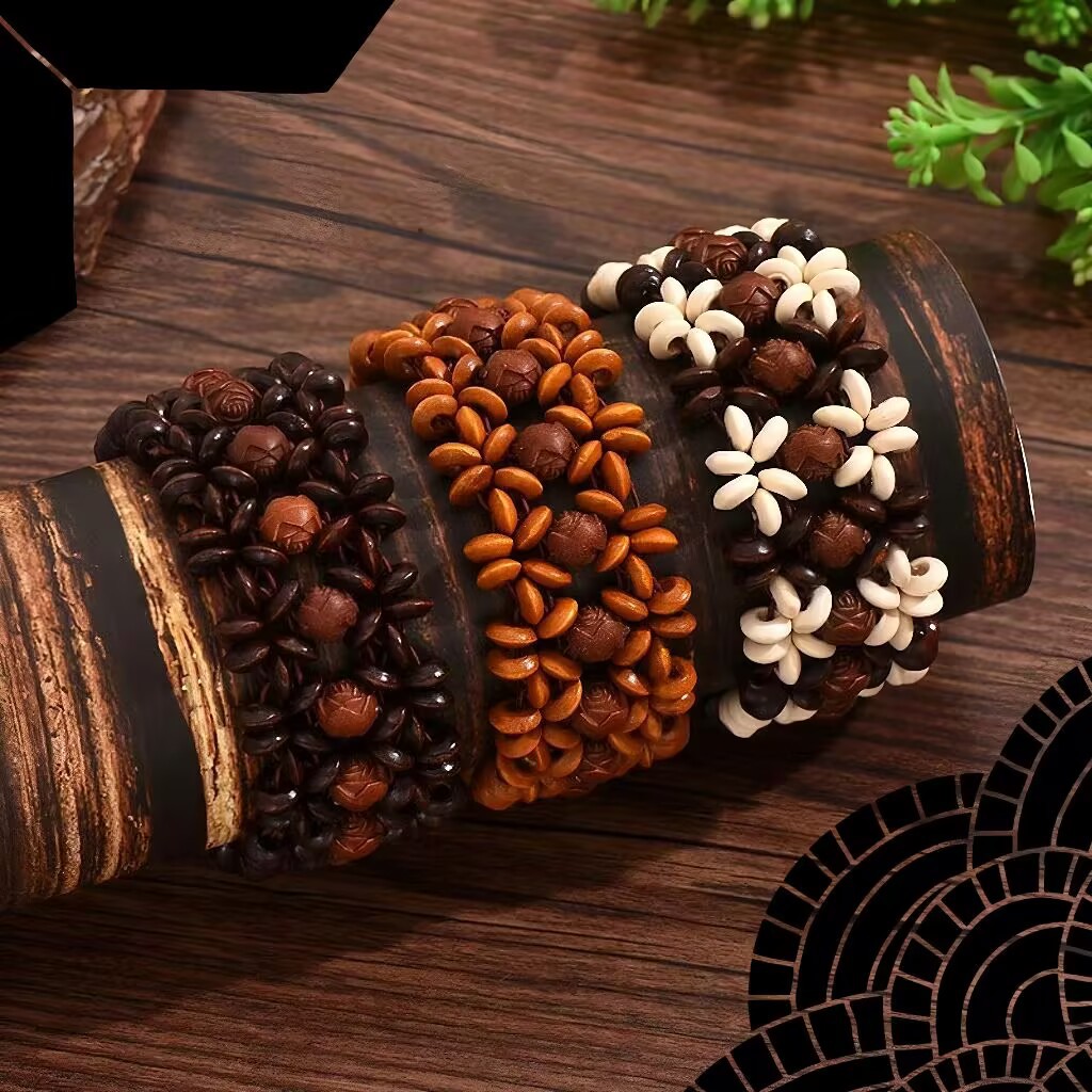 厂家直销复古流行弹力手链木珠椰壳手串海边度假潮流波西米亚手环详情2