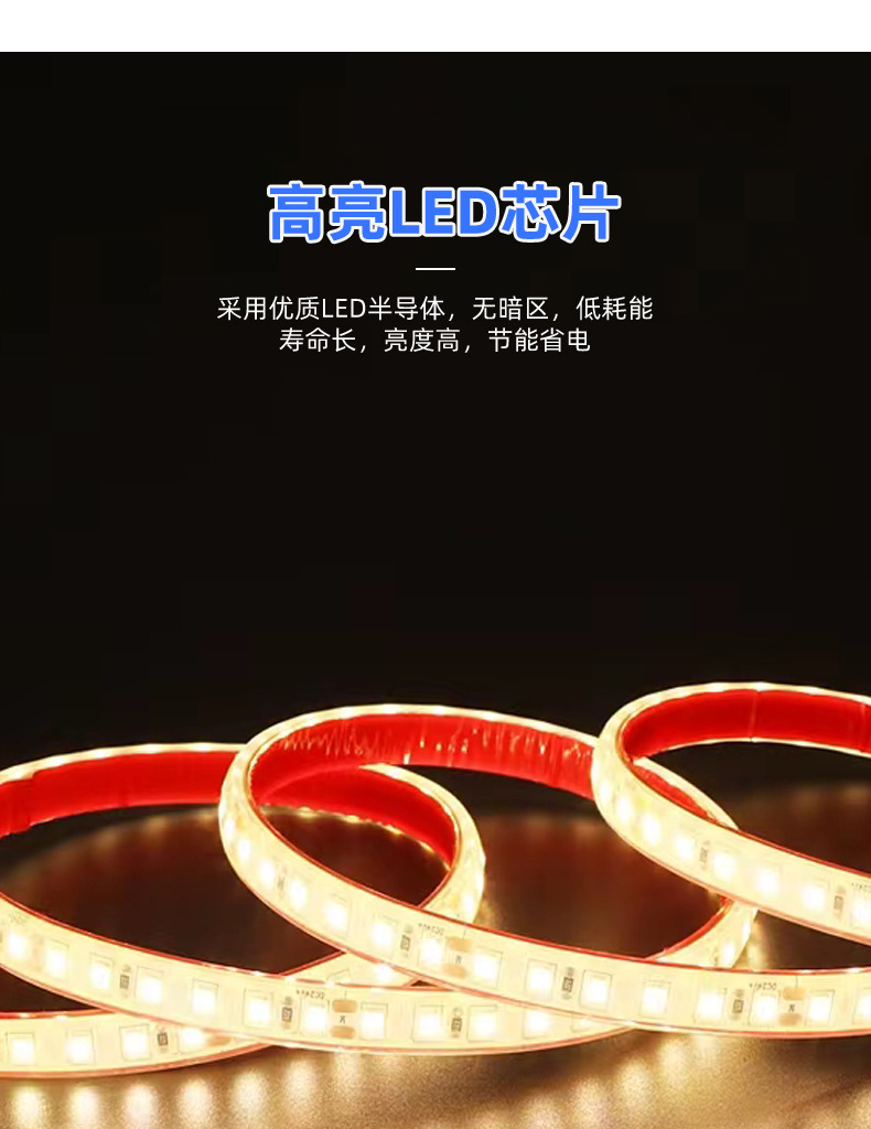 led灯带低压24V实心硅胶IP68户外防水高亮水底灯带亮化水池景观灯详情6