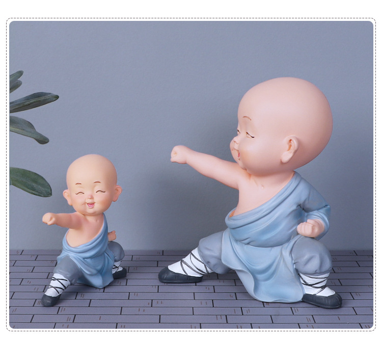 批发少林功夫小和尚摆件茶宠摆设创意禅意中式可爱客厅桌面装饰品详情24