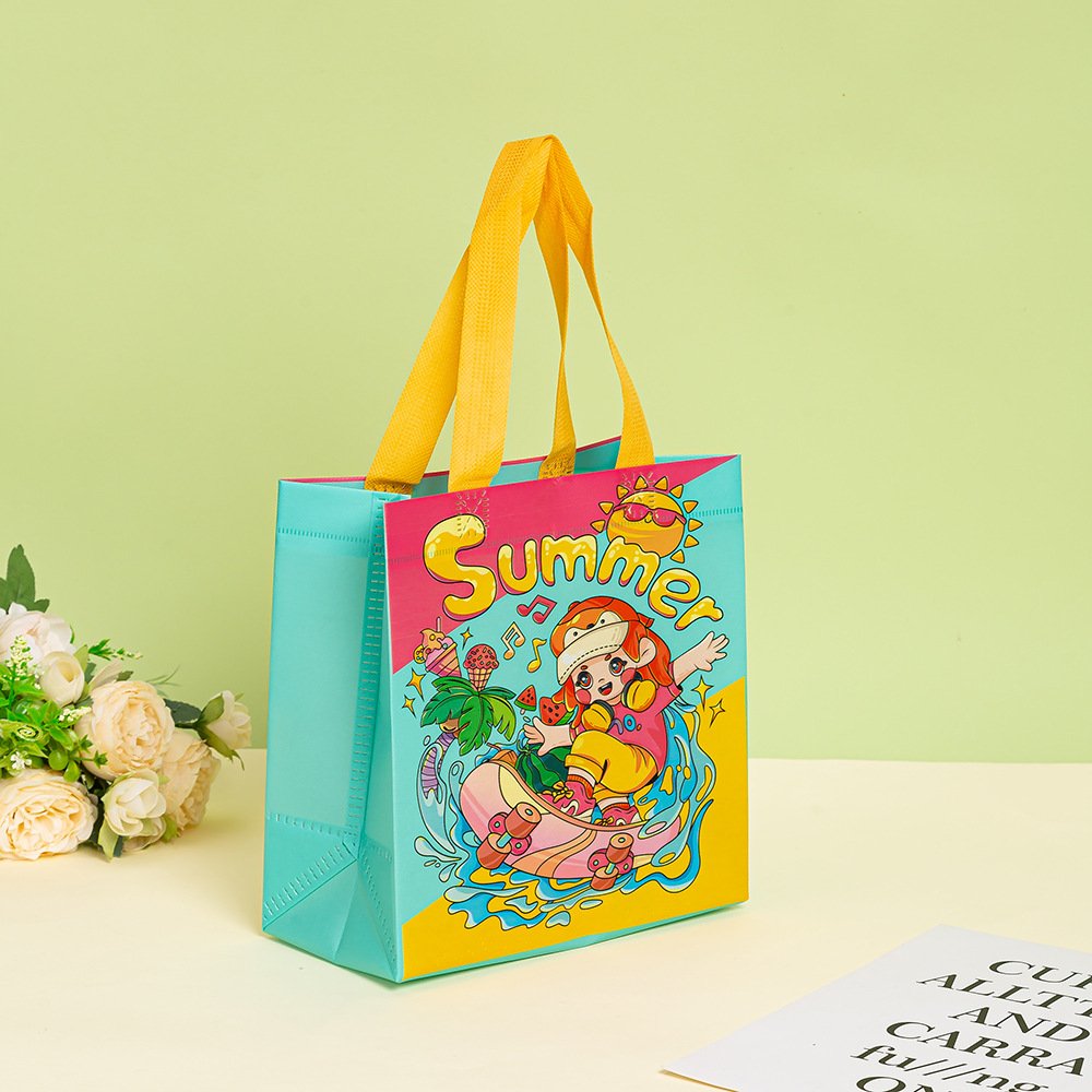 现货批发儿童便携购物袋 可爱卡通覆膜防水无纺布手提袋 伴手礼品袋无纺布袋详情12