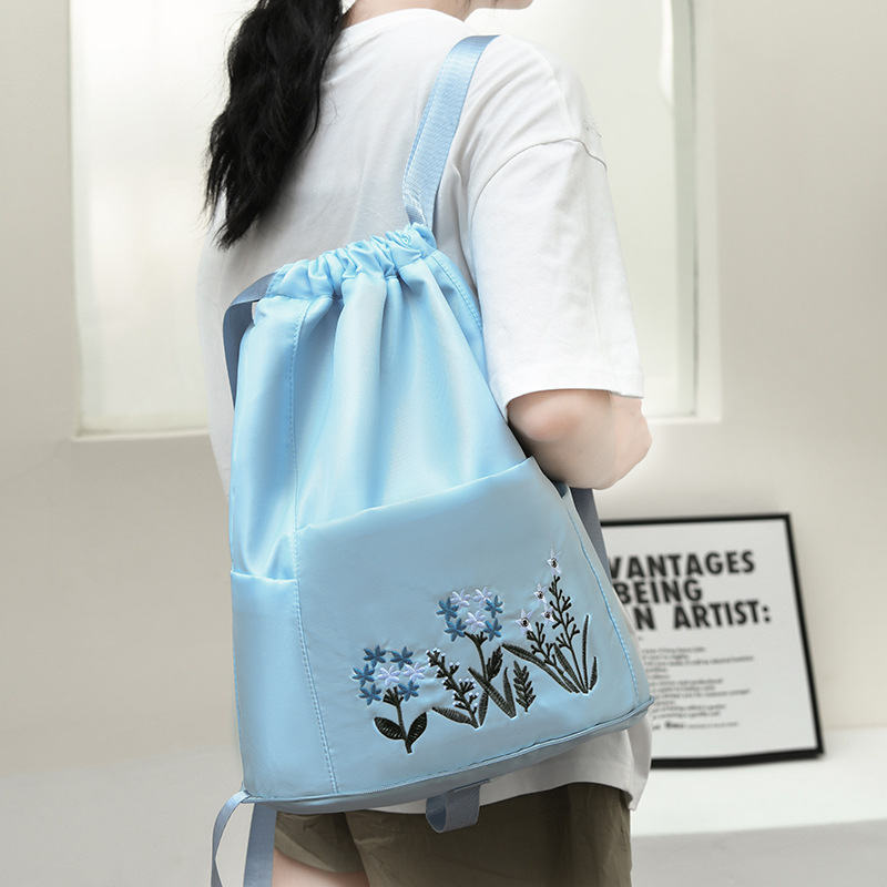 New embroidered Oxford drawstring backpacks with large capacity, fashionable outdoor trend, travel folding backpacks, cross-border wholesale pic 32