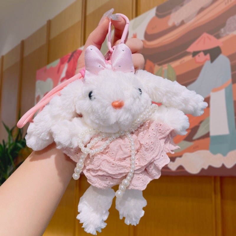 Cartoon dress-up little rabbit plush toy pendant, popular keychain, cute and girlish ins-style schoolbag pendant pic 13