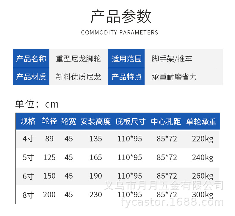 重型工业推车万向轮脚轮加厚平底轮子板车轮6寸5寸承重搬运万向轮详情1