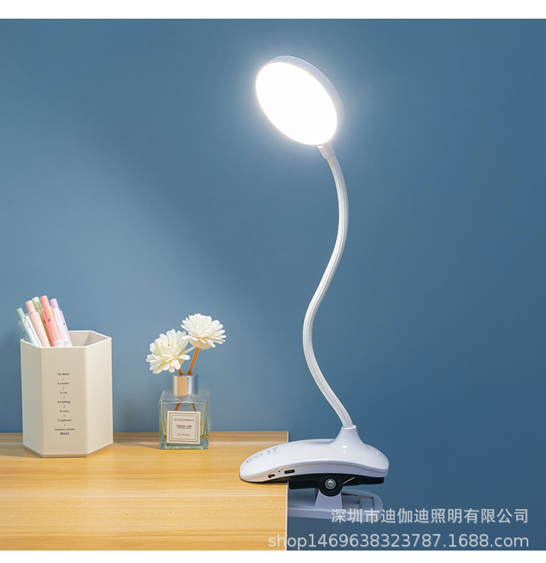 LED护眼夹子台灯USB充电双锂电白暖光无极调光夹式阅读学习照明灯饰夜灯护眼台灯接礼品详情29