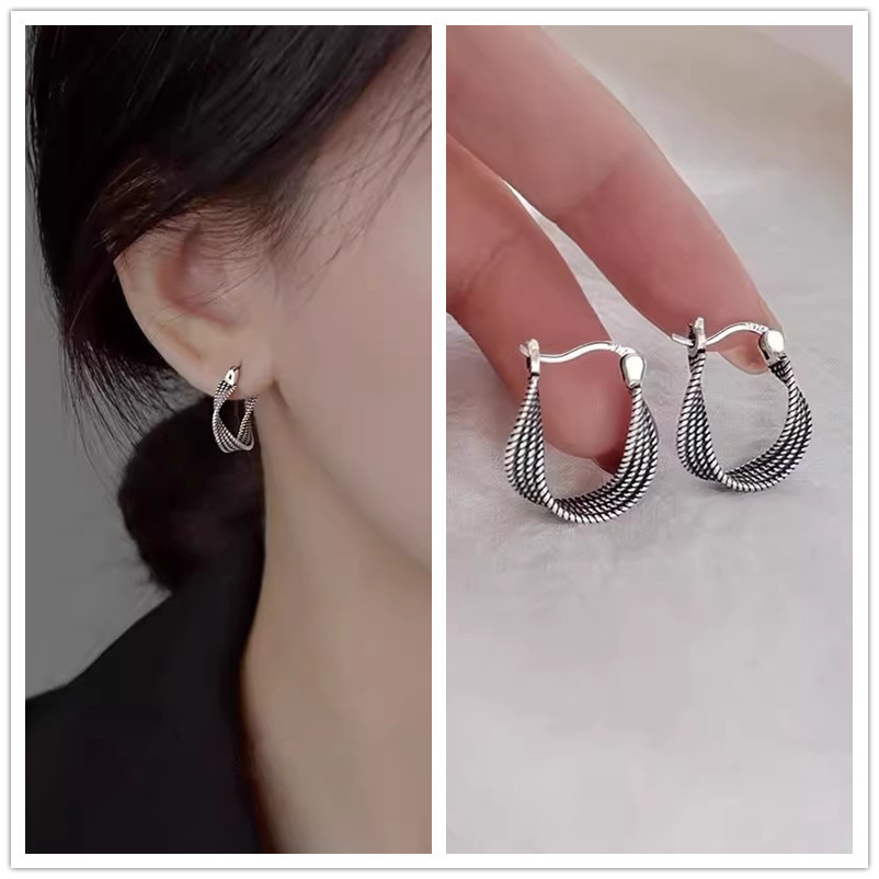 925 Silver Needle Earring Earrings for Women with a high-end feel, plain ring earrings, 2025 new bestseller, niche design, light luxury stud earrings pic 13